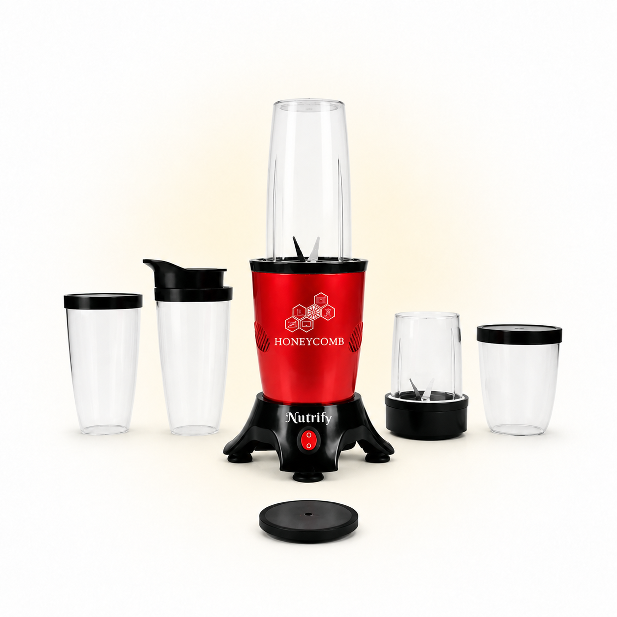 HONEYCOMB NUTRIFY 450W Pro | Nutri Mixer Grinder 5 Jars ( Cranberrry Red )
