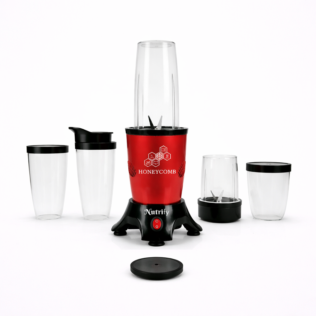HONEYCOMB NUTRIFY 450W Pro | Nutri Mixer Grinder 5 Jars ( Cranberrry Red ) - Image 2