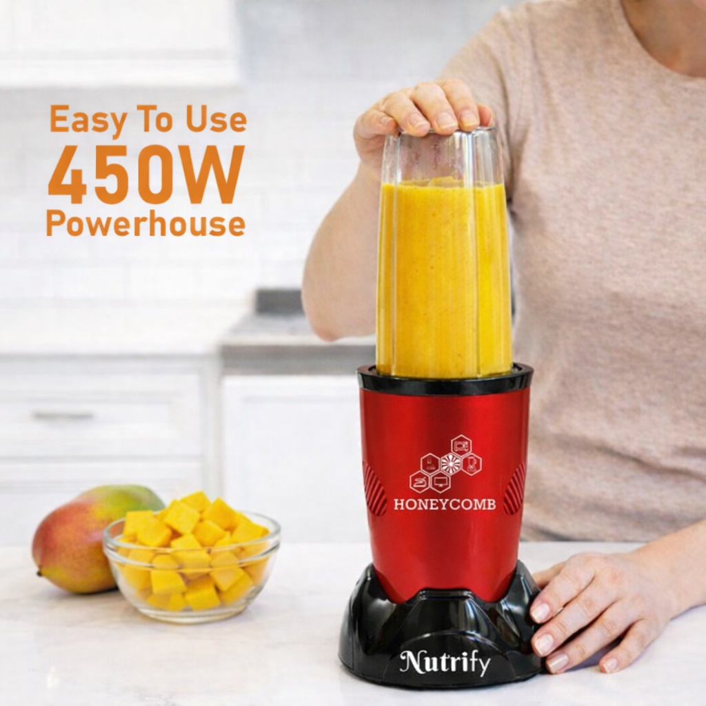 HONEYCOMB NUTRIFY 450W | Nutri Mixer Grinder 2 Jars ( Cranberry Red ) - Image 5