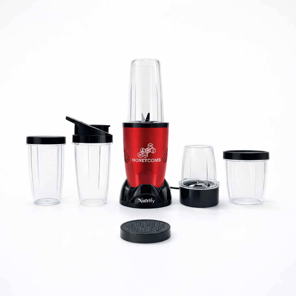 HONEYCOMB NUTRIFY 450W | Nutri Mixer Grinder 5 Jars ( Cranberrry Red ) - Image 3